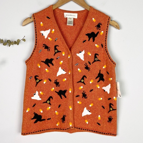 Susan Bristol Orange Halloween Sweater 